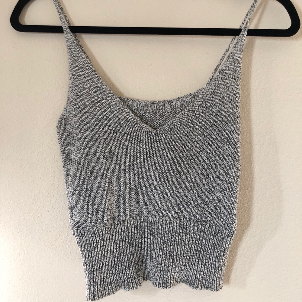 Brandy Melville Heather Grey Crochet Crop Top